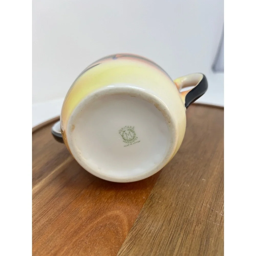 Vintage Hand‎ Painted Sugar Bowl Creamer Set Landscape Scene